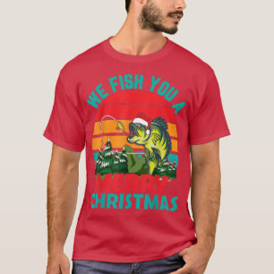 Camiseta Peixe Você Feliz Natal em julho Pescar Papais noei