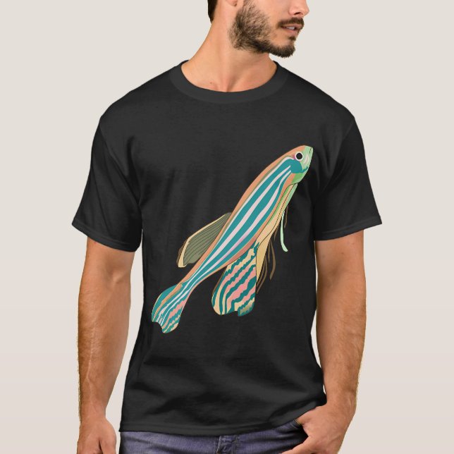 Camiseta Peixe Zebra Zebrafish Retro Brilho (Frente)