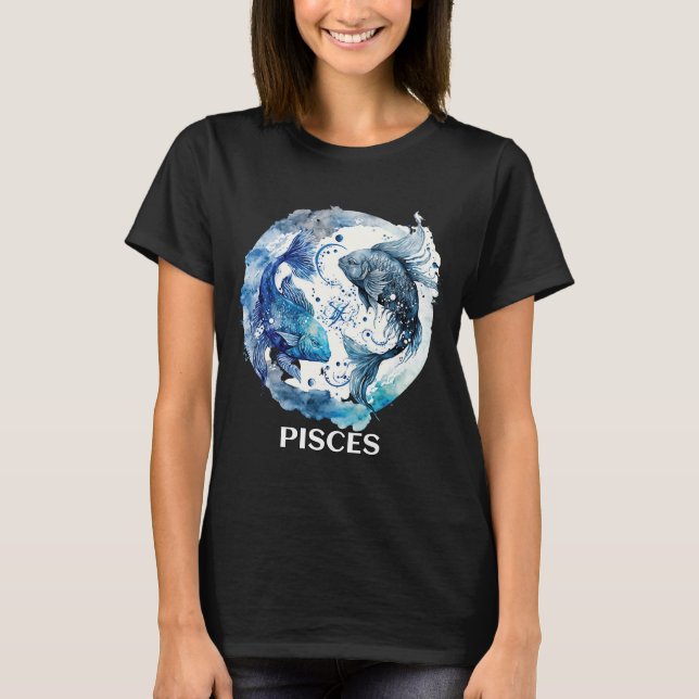 Camiseta Peixes 2 Fishes Sinal de Zodiac Nep Astrológico Ág (Frente)