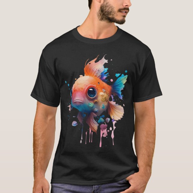 Camiseta Peixes Aquarela Fofos (Frente)