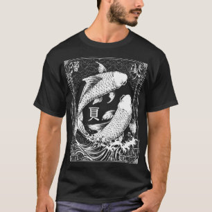 Camiseta Peixes Arte Japonesa Zodiac Dual Koi Fish Easter