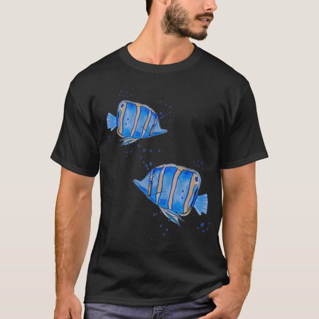 Camiseta peixes azuis (Frente)