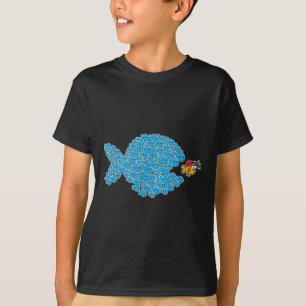 Camiseta Peixes Azuis Da Escola Prestes A Pegar Peixe Laran