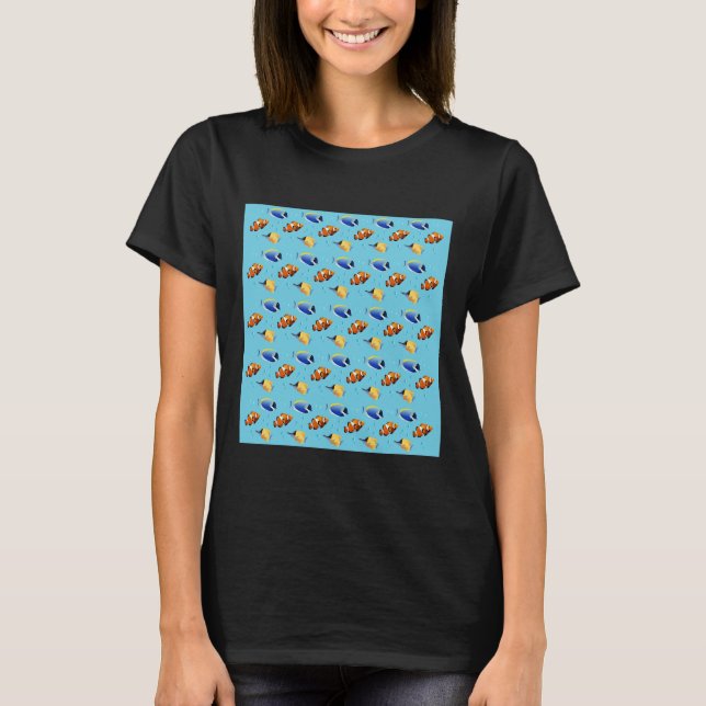 Camiseta Peixes Azuis E Peixes De Coelho Ativos (Frente)