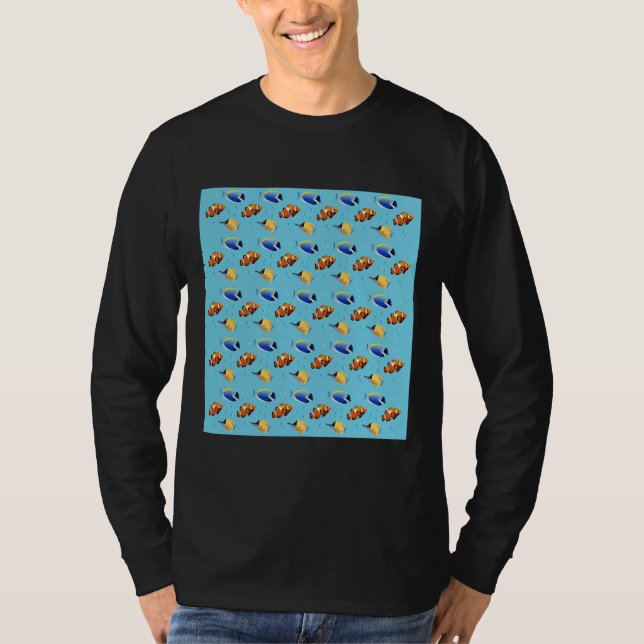 Camiseta Peixes Azuis E Peixes De Coelho Ativos (Frente)