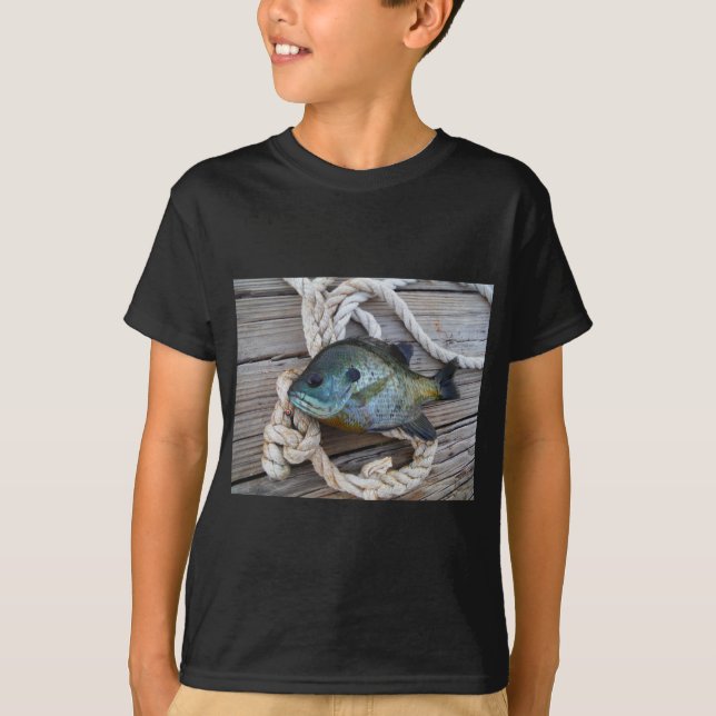 Camiseta Peixes-Bluegill nas docas e cordas (Frente)