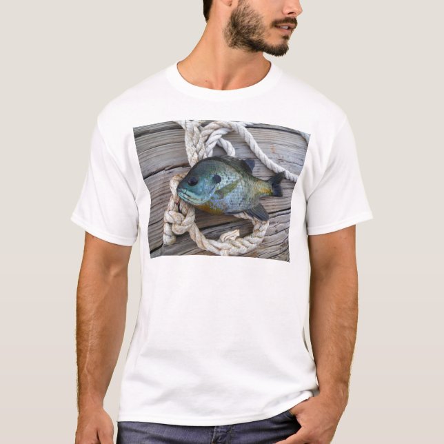 Camiseta Peixes-Bluegill nas docas e cordas (Frente)