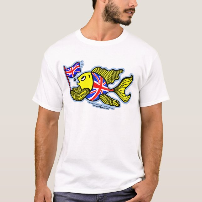 Camiseta Peixes britânicos com uma bandeira de Union Jack (Frente)