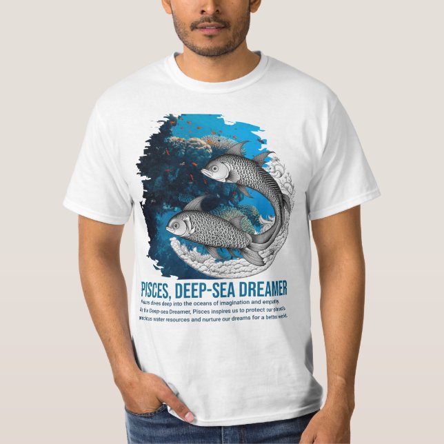 Camiseta Peixes - Camisa-T do Zodiac Greenstyle (Frente)