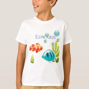 Camiseta Peixes Coloridos com Bolhas e Algas