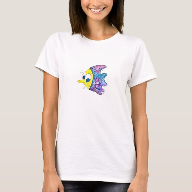 Camiseta Peixes Coloridos Esbranquiçados (Frente)