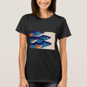 Camiseta Peixes coloridos nadam em um grupo