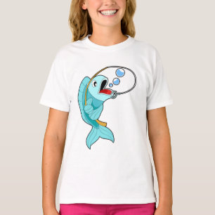 Camiseta Peixes com barra de pesca