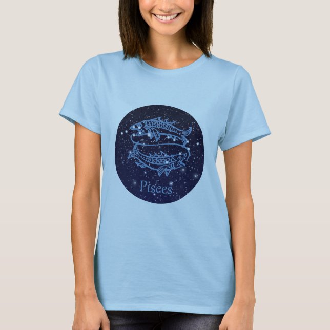 Camiseta Peixes Constelação e Sinal Zodiac com Estrelas (Frente)