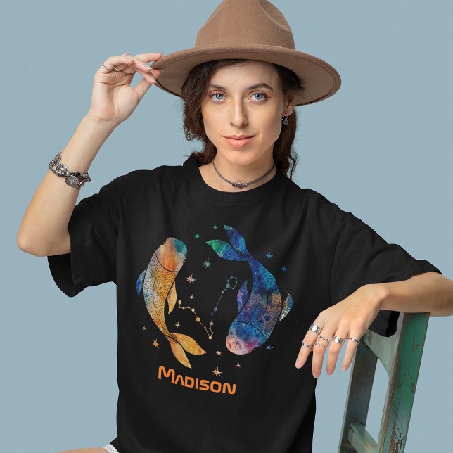 Camiseta Peixes Constelação Zodiac Watercolor Star Galaxy (Criador carregado)