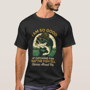 Camiseta Peixes Contam Histórias Sobre Mim Piada de Pesca d