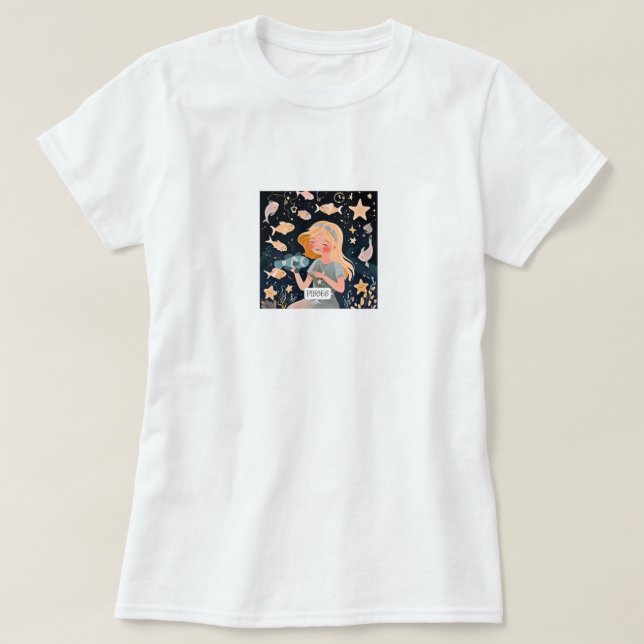 Camiseta Peixes cósmicos (Frente do Design)