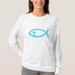 Camiseta Peixes cristãos com t-shirt do crucifixo