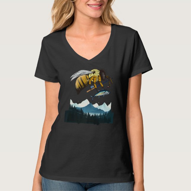 Camiseta Peixes De Atum Com Abelha I Pescar Atum No Mar Pro (Frente)