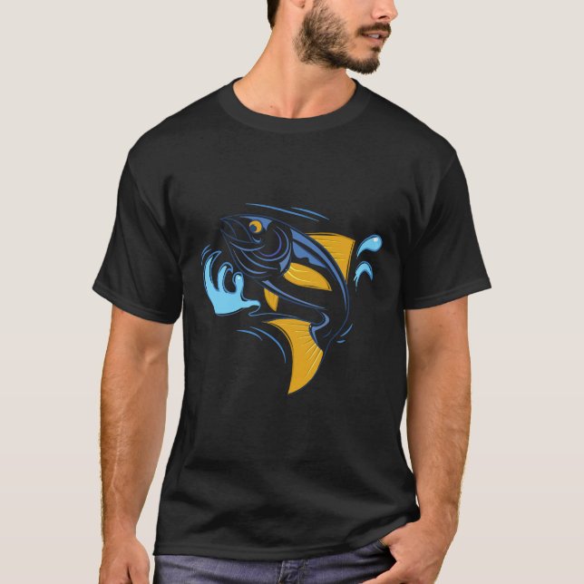 Camiseta Peixes De Atum Saltando Do Oceano (Frente)