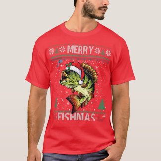 Camiseta Peixes de Baixo de Pesca de feliz Pesca Natal Feia