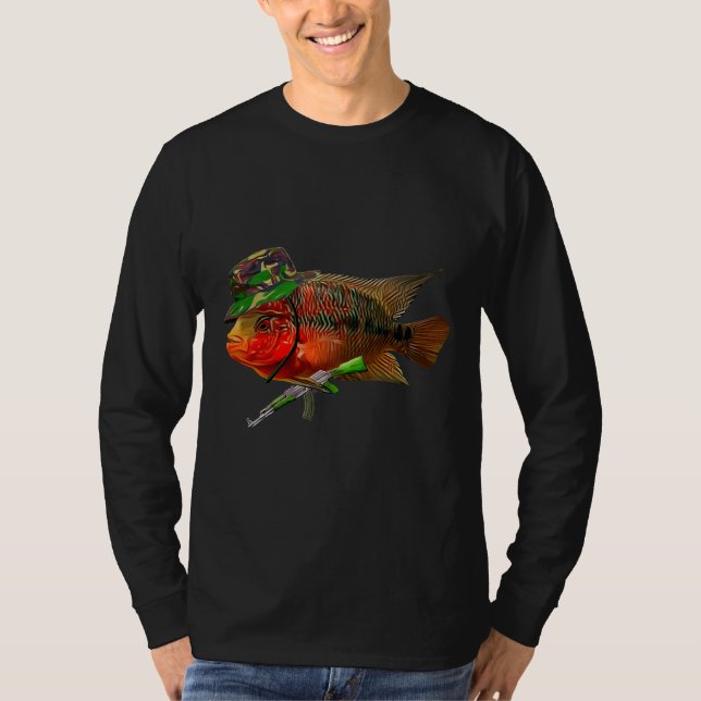 Camiseta Peixes De Cichlid De Flores Proprietários De Tanqu (Frente)