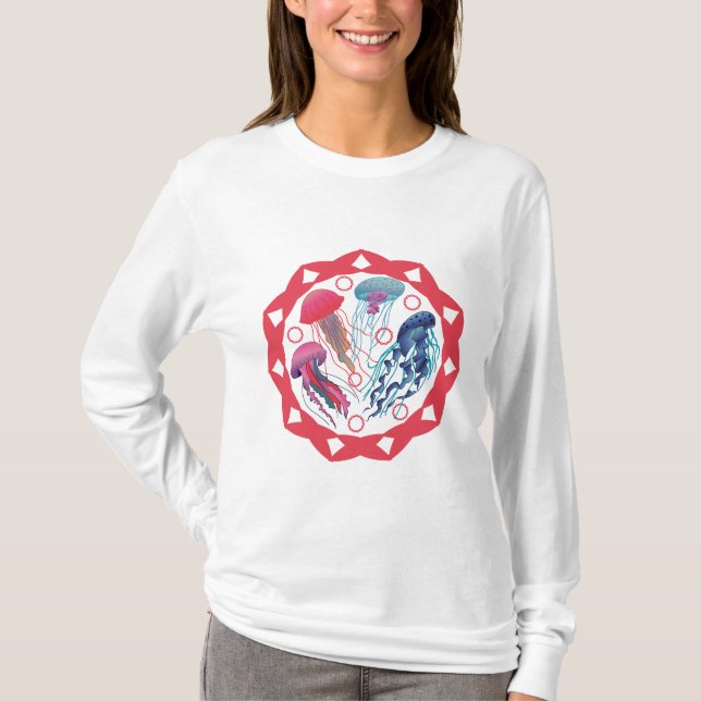 Camiseta Peixes de gelatina coloridos (Frente)