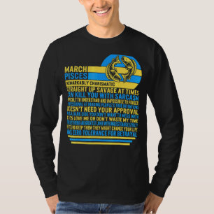 Camiseta Peixes de março Fatos Símbolo Zodíaco Astrologia d