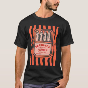 Camiseta Peixes De Verão Sardine Enlatados Gráfico Retroati