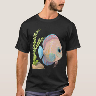 Camiseta Peixes Disco Coloridos Perto de Plantas