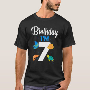 Camiseta Peixes Do Mar Aniversário Do Dia 7 Anos Crianças D