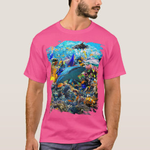 Camiseta Peixes Do Mar De Coral De Tartaruga De Golfinho Oc