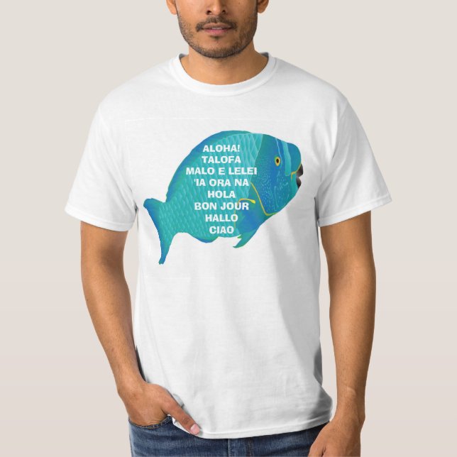Camiseta Peixes do papagaio de Havaí Aloha (Frente)