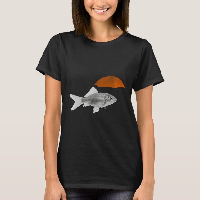 Camiseta Peixes Dourados Com Pop de Arte Red Umbrella (Frente)