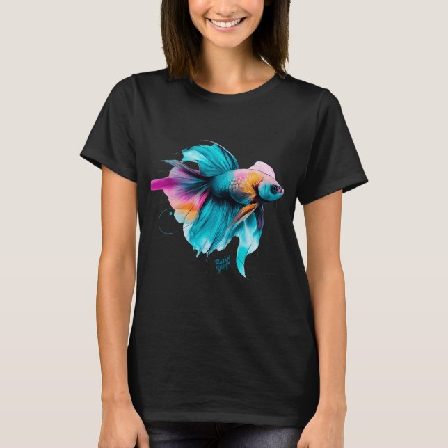 Camiseta Peixes Dourados Pinturescos (Frente)