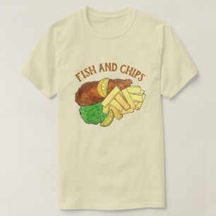 Camiseta Peixes e Chips - Comida do restaurante britânico P