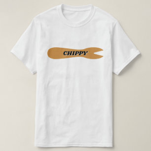 Camiseta Peixes e Chips Compram Fork de Madeira