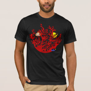 Camiseta Peixes e t-shirt da arte do Doodle do coral