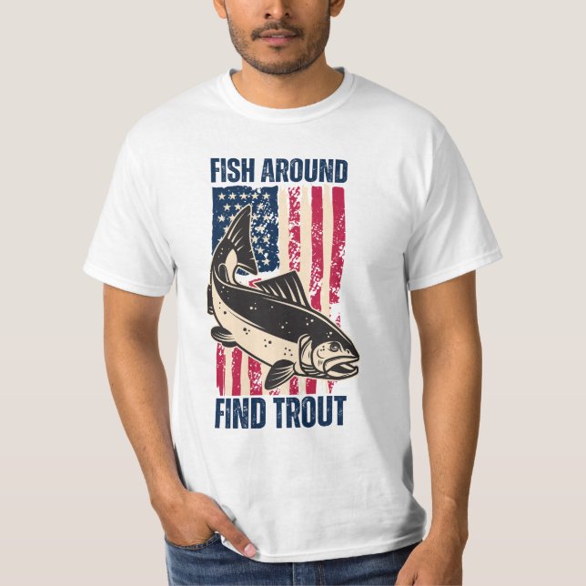 Camiseta Peixes Engraçados Encontram Pistas De Pesca De Tru (Frente)