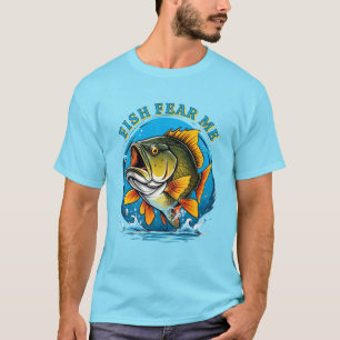 Camiseta Peixes Engraçados Me Temem Pescador Esportes