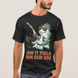 Camiseta Peixes Engraçados Pegam Pescador Inversão de Papéi