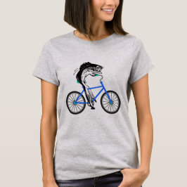 Camiseta Peixes feministas que montam uma bicicleta (sem