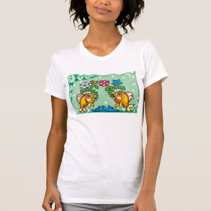 Camiseta Peixes florais dos peixes com flores