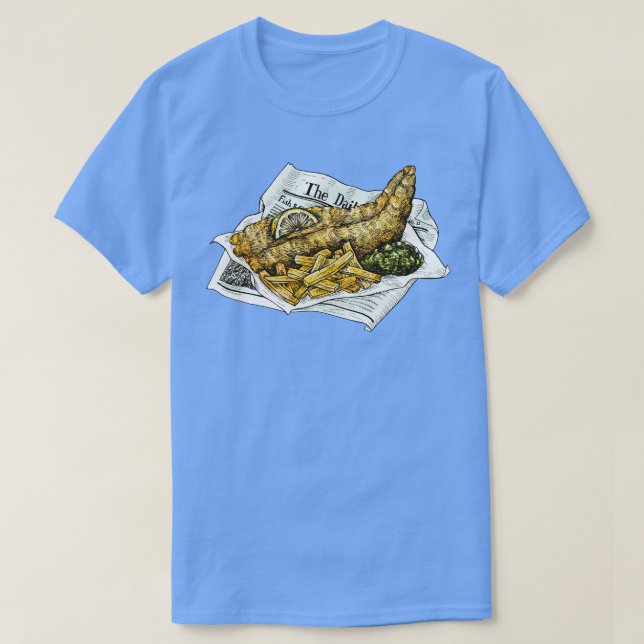 Camiseta Peixes Fritos Desenhados À Mão (Frente do Design)