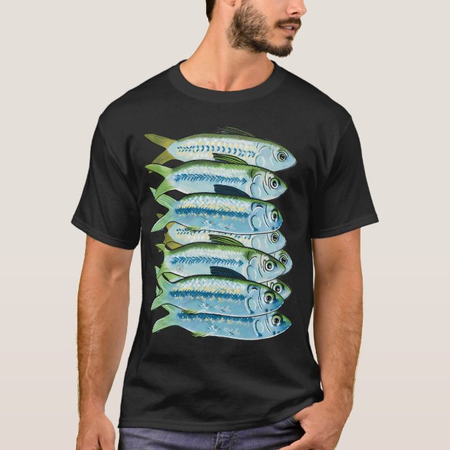 Camiseta peixes isca, costas verdes (Frente)