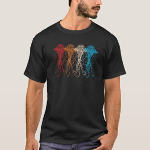 Camiseta Peixes-Jellyfish dos anos 70 Oceanos Animais de Pr
