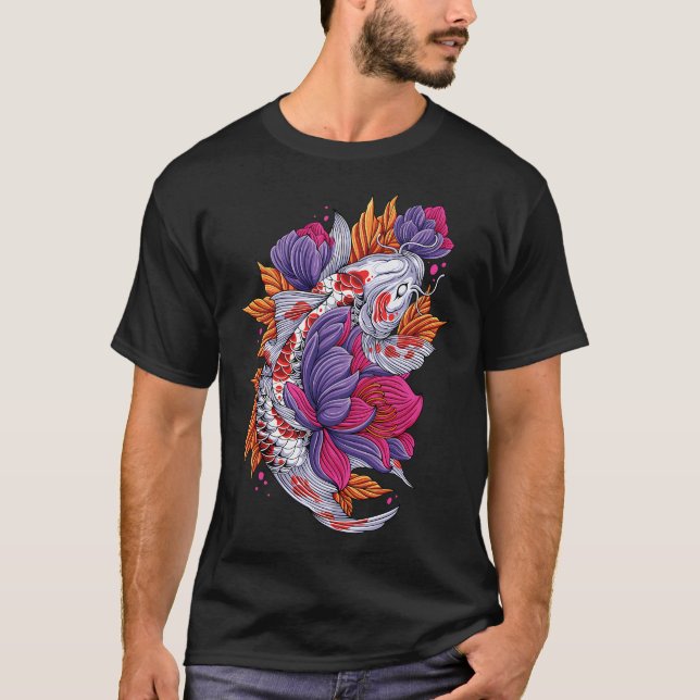 Camiseta peixes Koi coloridos (Frente)