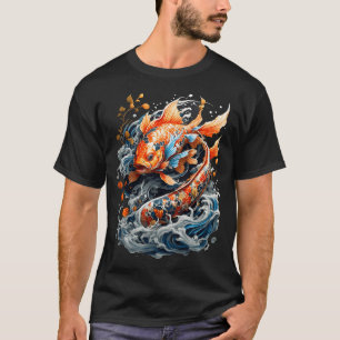 Camiseta Peixes Koi Coloridos Japoneses
