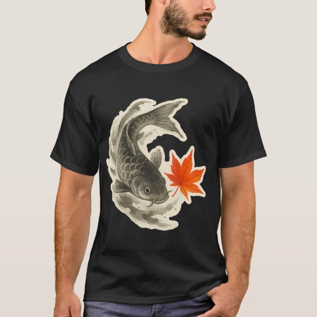 Camiseta Peixes koi e bordo (Frente)