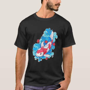 Camiseta Peixes Koi E Flores Carpa Japonesa
